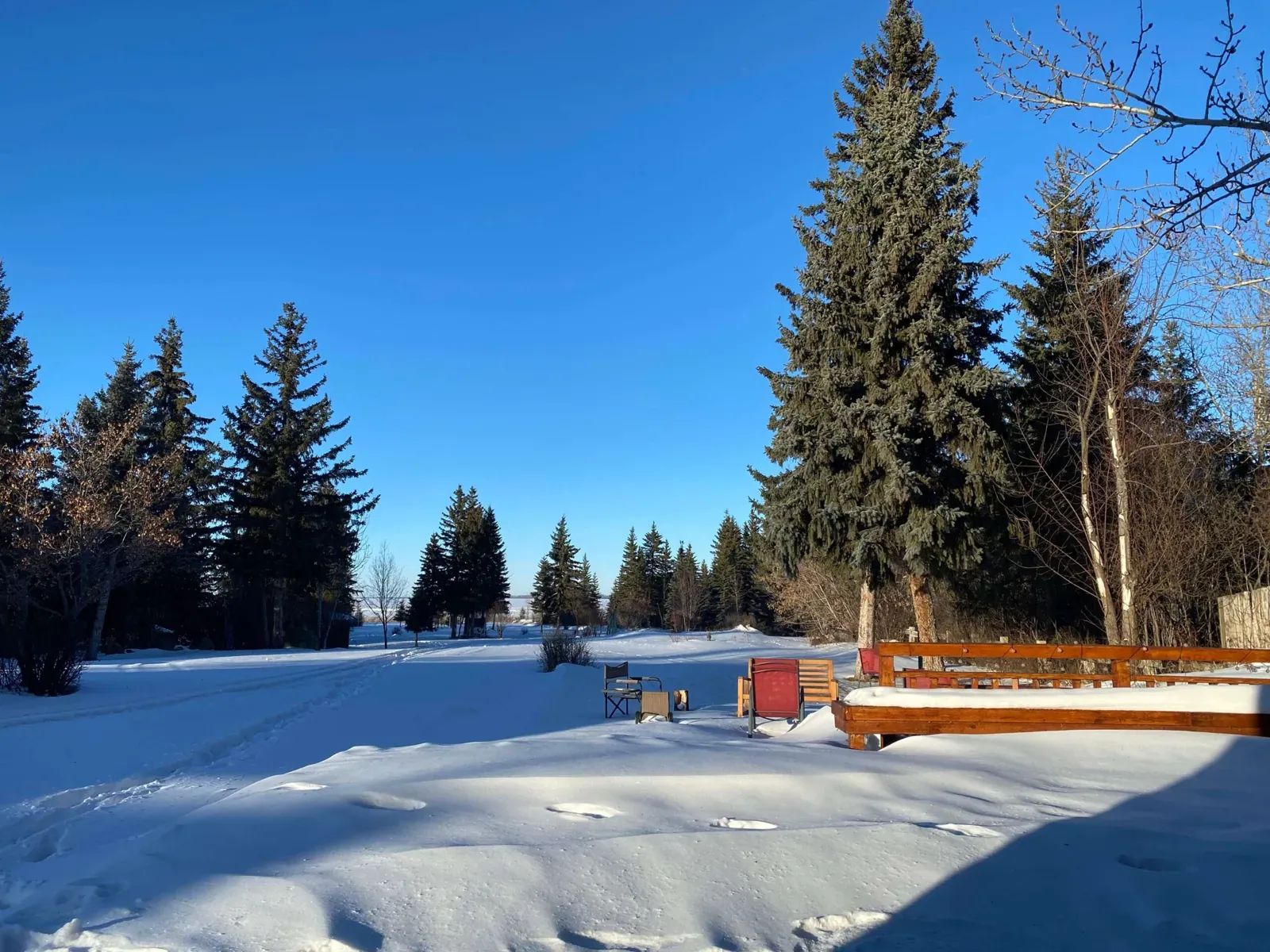 The retreat house at Gull Lake in winter