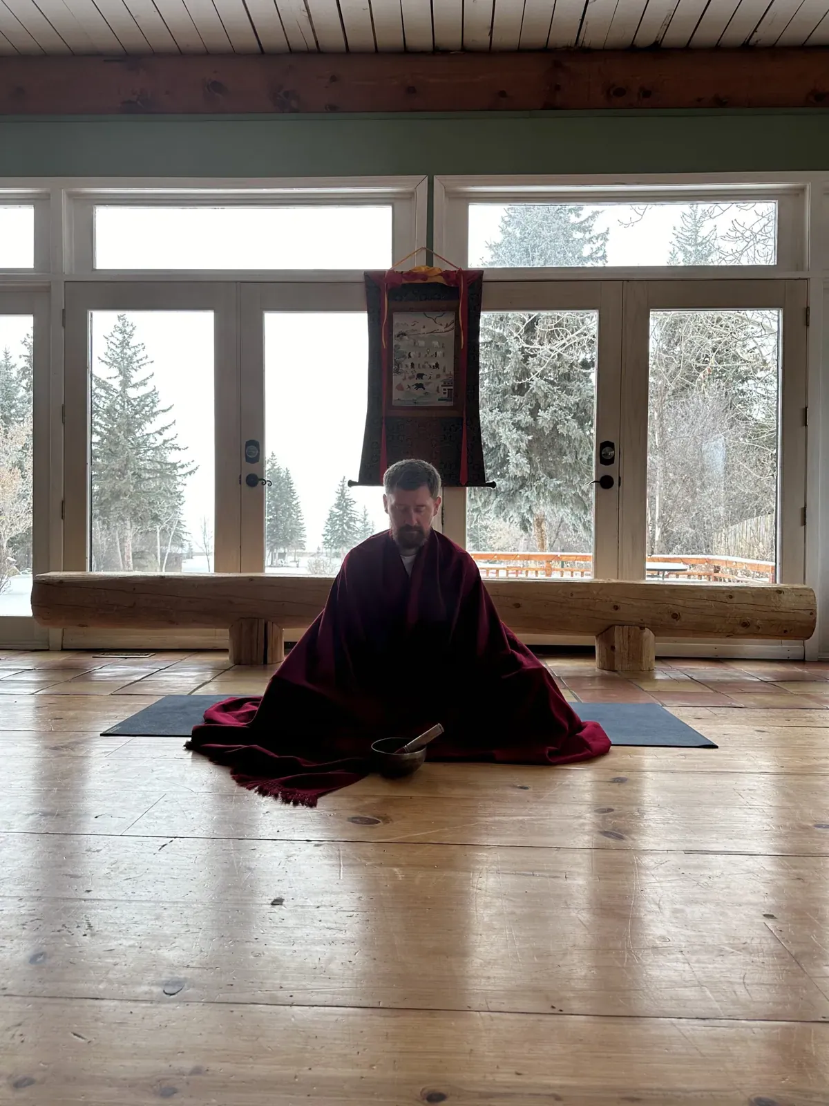 Artem Rusinov meditating at the 3 day Vipassana retreat at Gull Lake