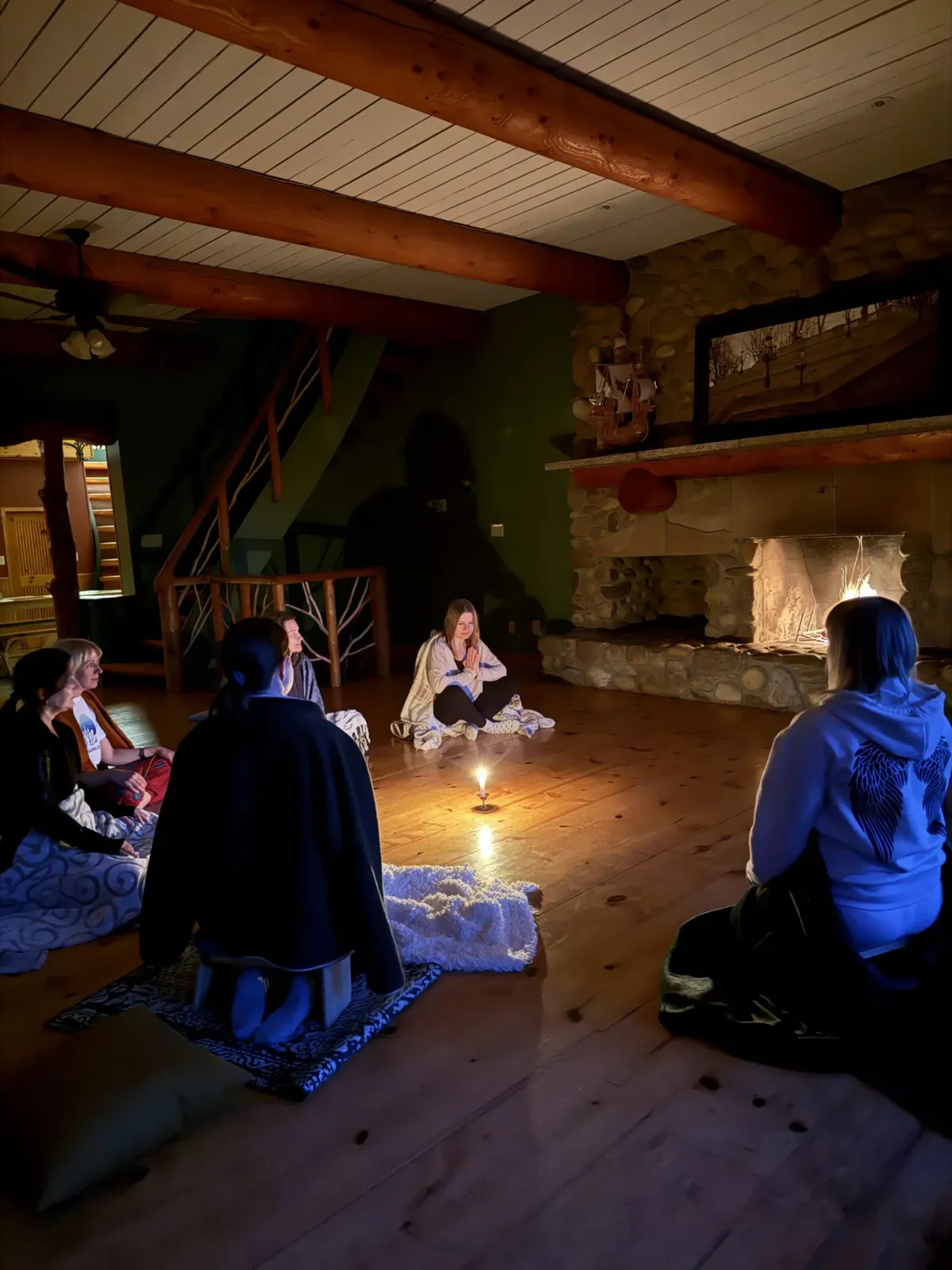 Om chanting at the 3 day silent retreat