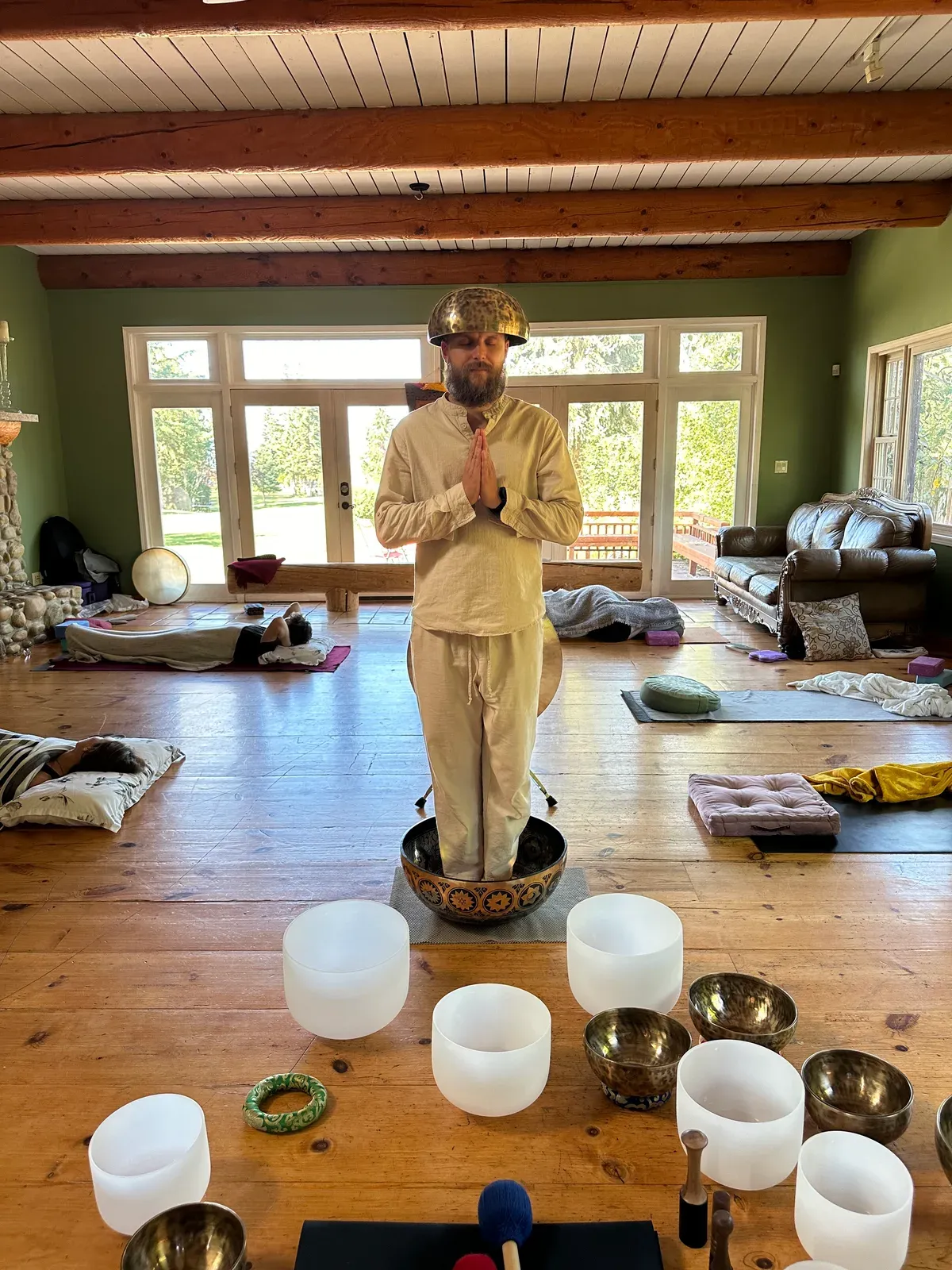 Tibetan singing bowls at the 3 day silent retreat at Gull Lake